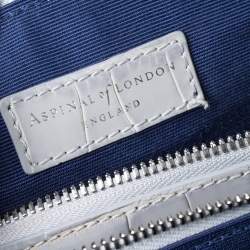 Aspinal Of London Grey Croc Embossed Leather Brook Street Tote
