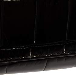 Aspinal of London Black Croc Embossed Leather Small Mayfair Top Handle Bag