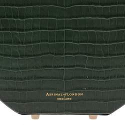 Aspinal Of London Green Croc Embossed Leather Hat Box Shoulder Bag
