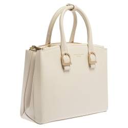 Pre Owned Aspinal Of London Off White Leather Midi Madison Tote