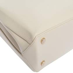 Pre Owned Aspinal Of London Off White Leather Midi Madison Tote