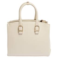 Pre Owned Aspinal Of London Off White Leather Midi Madison Tote
