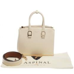 Pre Owned Aspinal Of London Off White Leather Midi Madison Tote