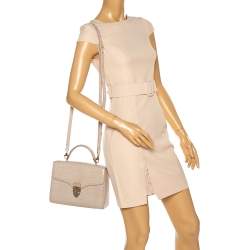 Pre Owned Aspinal Of London Beige Croc Embossed Leather Mayfair Top Handle Bag