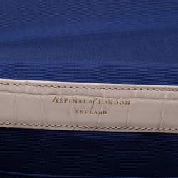 Pre Owned Aspinal Of London Beige Croc Embossed Leather Mayfair Top Handle Bag