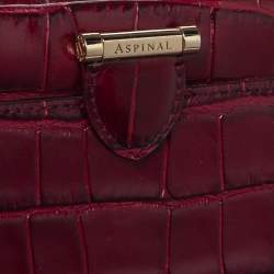 Aspinal Of London Maroon Croc Embossed Leather Top Handle Bag