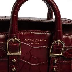 Aspinal Of London Red Croc Embossed Leather Marylebone Tote