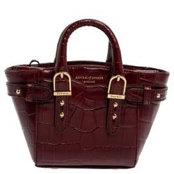 Aspinal Of London Red Croc Embossed Leather Marylebone Tote
