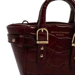Aspinal Of London Red Croc Embossed Leather Marylebone Tote