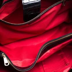 Pre Owned Aspinal Of London Black Croc Embossed Leather The London Tote