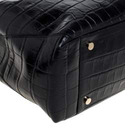 Pre Owned Aspinal Of London Black Croc Embossed Leather The London Tote
