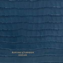 Aspinal of London Blue Croc Embossed Leather Mini Trunk Top Handle Bag