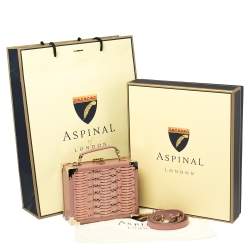 Aspinal of London Pink Watersnake and Leather Mini Trunk Top Handle Bag