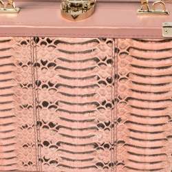 Aspinal of London Pink Watersnake and Leather Mini Trunk Top Handle Bag