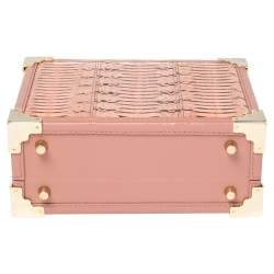 Aspinal of London Pink Watersnake and Leather Mini Trunk Top Handle Bag