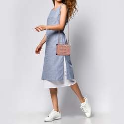 Aspinal of London Pink Watersnake and Leather Mini Trunk Top Handle Bag