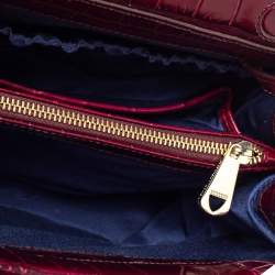 Aspinal Of London Burgundy Croc Embossed Leather Small Florence Snap Tote