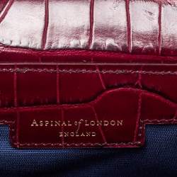 Aspinal Of London Burgundy Croc Embossed Leather Small Florence Snap Tote