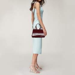 Aspinal Of London Burgundy Croc Embossed Leather Small Florence Snap Tote