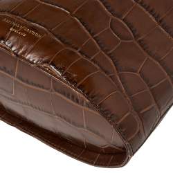 Aspinal of London Brown Croc Bucket Bag 
