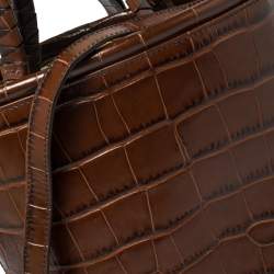 Aspinal of London Brown Croc Bucket Bag 