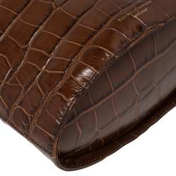 Aspinal of London Brown Croc Bucket Bag 