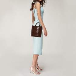 Aspinal of London Brown Croc Bucket Bag 