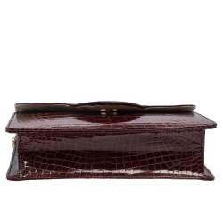 Aspinal of London Burgundy Croc Embossed Leather Ava Shoulder Bag