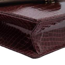 Aspinal of London Burgundy Croc Embossed Leather Ava Shoulder Bag
