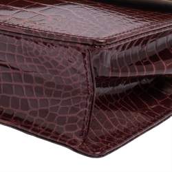 Aspinal of London Burgundy Croc Embossed Leather Ava Shoulder Bag
