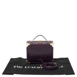 Aspinal Of London Purple Croc Embossed Leather Trunk Top Handle Bag