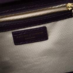 Aspinal Of London Purple Croc Embossed Leather Trunk Top Handle Bag