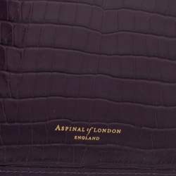 Aspinal Of London Purple Croc Embossed Leather Trunk Top Handle Bag