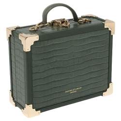 Aspinal of London Green Croc Embossed Leather Trinket Top Handle Bag 