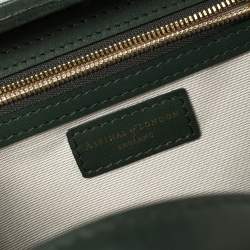 Aspinal of London Green Croc Embossed Leather Trinket Top Handle Bag 
