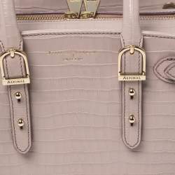 Aspinal of London Lilac Croc Embossed Leather Marylebone Tote