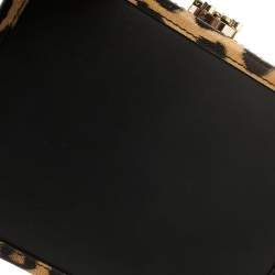 Aspinal Of London Black/Beige Leather and Coated Canvas Trunk Top Handle Bag