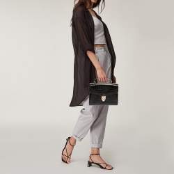 Aspinal Of London Black Croc Embossed Leather Mayfair Top Handle Bag