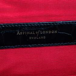 Aspinal Of London Black Croc Embossed Leather Mayfair Top Handle Bag