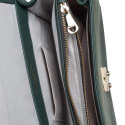 Aspinal Of London Green Croc Embossed and Leather Mayfair Top Handle Bag