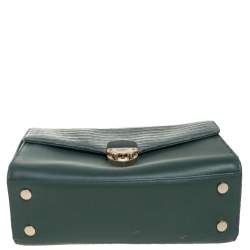 Aspinal Of London Green Croc Embossed and Leather Mayfair Top Handle Bag