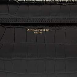 Aspinal Of London Black Croc Embossed Leather Chain Mayfair Shoulder Bag