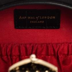 Aspinal Of London Black Croc Embossed Leather Hat Box Shoulder Bag