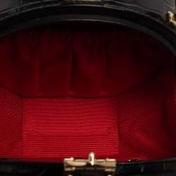 Aspinal Of London Black Croc Embossed Leather Hat Box Shoulder Bag