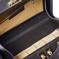 Aspinal of London Brown Leather and Python Effect Trunk Top Handle Bag