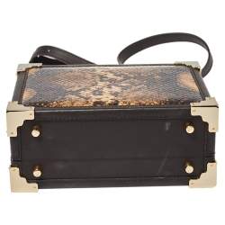 Aspinal of London Brown Leather and Python Effect Trunk Top Handle Bag