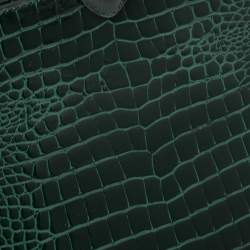 Aspinal Of London Green Croc Embossed Leather Top Handle Bag