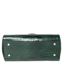 Aspinal Of London Green Croc Embossed Leather Top Handle Bag