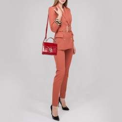 Pre Owned Aspinal of London Red Croc Embossed Leather Small Mayfair Top Handle Bag