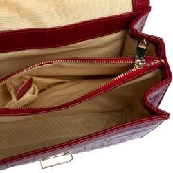 Pre Owned Aspinal of London Red Croc Embossed Leather Small Mayfair Top Handle Bag